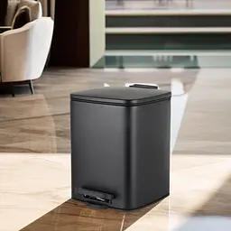 Відро для сміття з плавним закриттям квадратне Zerix Kubix-TC0106 Black 6 л Black ZX5890, Чорний матовий - мініатюра 7