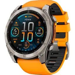 Смарт-годинник Garmin Fenix 8 AMOLED Sapphire 51mm Titanium with Spark Orange/Graphite Silicone Band (010-02905-10) [115048]
