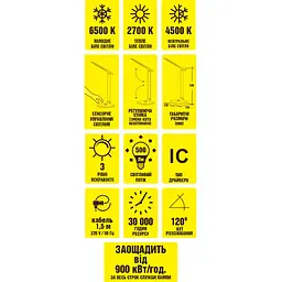Світильник настільний Work's WD1098 LED світлодіодний 3 режими RGB 8W (125733) - мініатюра 3