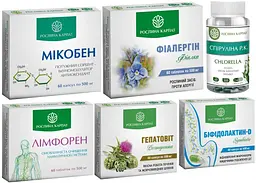 Програма при алергії Фіалергін, Спіруліна Р.К Біфідолактин-D, Гепатовіт, Мікобен, Лімфорен, "Рослина Карпат" - мініатюра 1