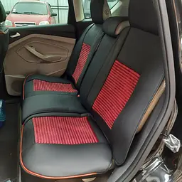 Авточохли універсальні 5D екошкіра замша Чорно - червоні - мініатюра 9