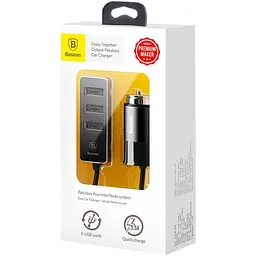 Автомобільний зарядний пристрій Baseus Enjoy Together 4USB QC CCTON-01 5.5A Black - мініатюра 3