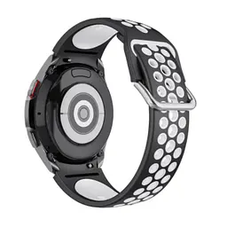 Перфорований ремінець для Samsung Galaxy Watch 5 44mm - чорно-білий ширина кріплення 20мм силікон Watchbands Uniq (WB00S4GALAXYUNIQ2-543) - мініатюра 3