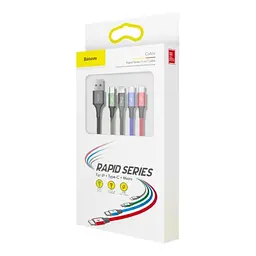 USB кабель Baseus Fast 4-in-1 Cable For lightning+Type-C(2)+Micro 3.5A 1.2M чорний CA1T4-B01 - мініатюра 2