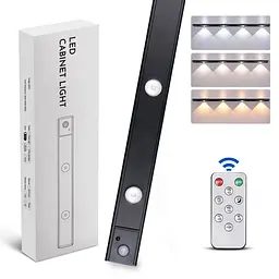 LED світильник cat's eye 60-2B з пультом, акумулятором, датчиком руху та освітленості 60 см 2W алюмінієвий чорний