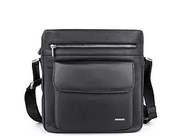 Чоловіча шкіряна сумка New Contatto 9058G-26 чорна 26×27×8 см TONY PEROTTI sum0029104