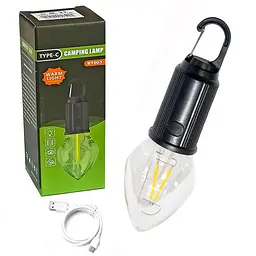 Лампочка кемпінгова акумуляторна  BL HK T03B з карабіном USB теплий білий 
 