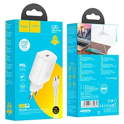 МЗП Hoco N22 Jetta PD25W (1USB-C) + кабель Type-C to Type-C Білий - мініатюра 6