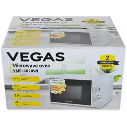 Мікрохвильова піч Vegas VME-4020WL біла (VME-4020WL) - мініатюра 5