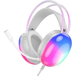 Навушники накладні Hoco W109 ігрові з LED підсвічуванням Jack 3.5 білий