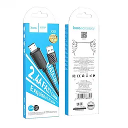 Кабель Hoco X88 Gratified charging data cable for Micro Black - мініатюра 2