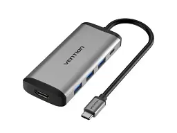USB-хаб Vention Type-C to HDMI/USB3.0х3/PD 0.15m Gray (CNBHB)