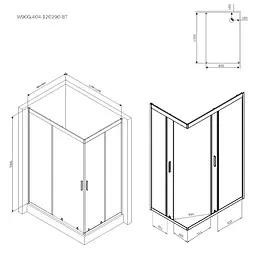 Душове огородження Square Slide AM.PM Gem 120×90 см, прозоре скло, чорний матовий профіль W90UG-403-120290-BT - мініатюра 8