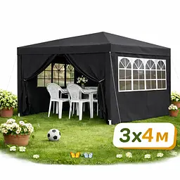 Садовий павільйон / торговий намет / альтанка Gordon (3×4х2,5 м) 4 стіни, з вікнами та захистом UV 50+ (Графітовий)