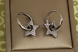 Сережки Xuping Jewelry зірки з камінням 2 см сріблясті - мініатюра 2