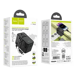 Мережевий зарядний пристрій Hoco AC18 2 USB/ Type-C PD 35W чорний - мініатюра 9