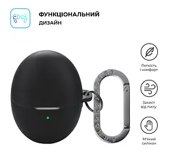 Силіконовий чохол для навушників HUAWEI FreeBuds 6, Hang Case, чорний, ультратонкий захисний кейс товщиною 2 мм, захист від подряпин, пилу та ударів, компактний, з карабіном для кріплення, ArmorStandart (ARM86142) - мініатюра 2