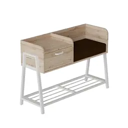 Банкетка із тумбочкою Ferrum-decor Бланка 540x1000x320 метал Білий ДСП Дуб Сан-Марино16 мм (FRD-103032)