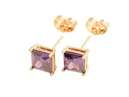 Сережки Xuping пусети M&L 18K "Бузкові кристали" 7х7мм 303539