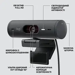 Веб-камера Logitech Brio 500 Graphite (960-001422) - мініатюра 6