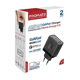 Зарядний пристрій Promate powerport-45 2xUSB-C PD + USB-A QC 45W Black (powerport-45.black) - мініатюра 7