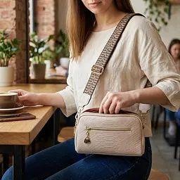 Невелика прямокутна сумка на два відділення з натуральної шкіри Vintage 22357 біла - мініатюра 2