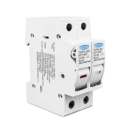 Тримач запобіжників DC TOMZN TOPV-32X 2P 1100V LED із встановленим запобіжником 25A, для сонячних панелей (19623)