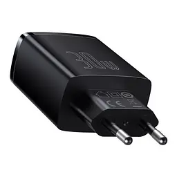 Сітчасте зарядне пристрій Baseus Compact Quick Charger 2U+C 30W EU чорний CCXJ-E01 - мініатюра 3