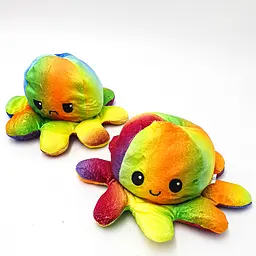 М'яка іграшка Восьминіг перевертень двосторонній веселий сумний Mood Octopus 16 см UKC кольоровий