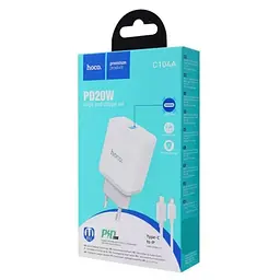 МЗП Hoco C104A PD20W (1USB-C) + кабель Type-C to Type-C White - мініатюра 4