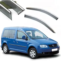 Дефлектори вікон вітровики Benke для Volkswagen Caddy 2003-2015 Хром Молдинг З Нержавіючої Сталі 3D (BVWCD1523-W/S)