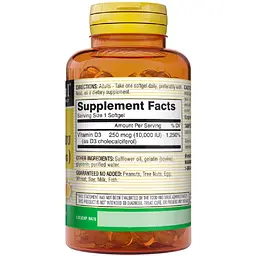 Вітамін D3 Mason Natural Vitamin D 10000 МО 30 гелевих капсул - мініатюра 2