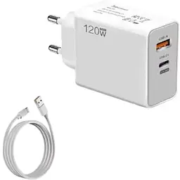 Зарядний пристрій Gan 120W Charger + Кабель 6A USB-A to USB-C Білий (SH0000313) - мініатюра 2