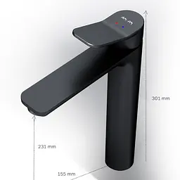 Змішувач для умивальника Am.Pm X-Joy високий black F85A92022 Чорний матовий - мініатюра 9