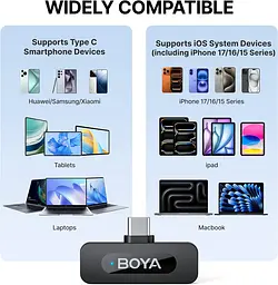 Професійний петличний бездротовий мікрофон Boya BY-V20 V2.0 Роз'єм Type-C 2шт Black (18873-prm) - мініатюра 6