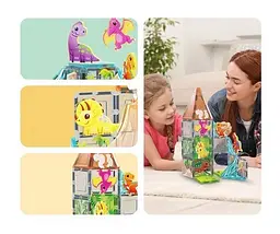 Конструктор магнітний DINOSAUR SET з 8 фігурками динозаврів PTQ13/28848 PICASSO TILES 38 деталей у коробці - мініатюра 6
