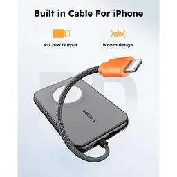 Портативний зарядний пристрій V0567 ємністю 5000 мАг для iPhone з вбудованим кабелем - мініатюра 2