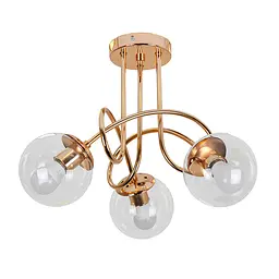 Люстра стельова Levistella 7529903-3 GOLD+CL, 3 плафона, E27, прозоре скло, золото, для вітальні