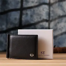 Чоловічий гаманець з металевим затискачем із натуральної шкіри ST Leather 11х8,5х1 см acs0029630 - мініатюра 10