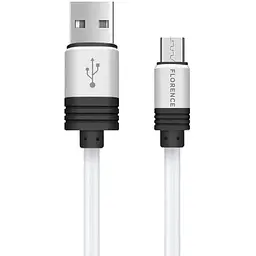 Кабель Florence Silicone microUSB 1m 3A White (FL-2205-WM) - мініатюра 2