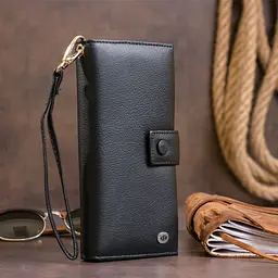 Гаманець шкіряний жіночий на хлястику з кнопкою ST Leather 19280 чорний - мініатюра 9