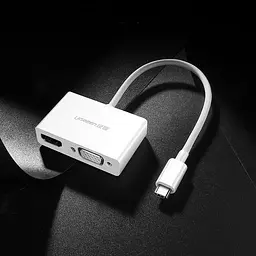 Перехідник Ugreen USB 3.1 Type C HDMI + VGA MM123 Білий - мініатюра 4