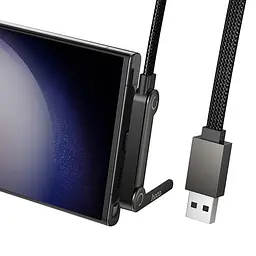 Дата кабель Hoco U150 Exquisite side plug and stand USB to Type-C 36W (1.2m) Black - мініатюра 4