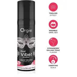Рідкий вібратор Orgie Dual Vibe! Strawberry Gin And Tonic 15 мл - мініатюра 3