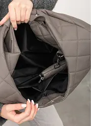 Жіноча сумка Sambag HOBO L сіра строчена 34 х 37 х 16 см (53300039) - мініатюра 5