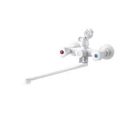 Змішувач для ванни Plamix OMEGA-140 EURO SET WHITE (зі шлангом, лійкою та кронштейном) (MX9579)