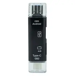 Кардрідер Dynamode 3-in-1 OTG Smart TF/MicroSD(HC) & USB 2.0 to Type-C & Micro USB пластик чорний