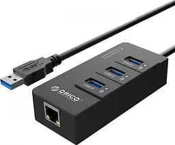 USB-Хаб Orico USB 3.0 3 port + RJ45 (HR01-U3-V1-BK-BP) (CA912742)