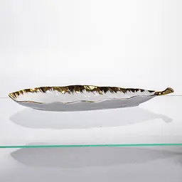 Порцелянове блюдо для сервірування столу 37×13×2.5 (см) блюдо для подавання закусок Білий із золотом Yiwu CJY-145 - мініатюра 6