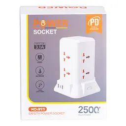 Мережевий фільтр-подовжувач TOWER 6 розеток 3USB + 1PD 2,8 метри Yiwu HP-5-1 - мініатюра 9